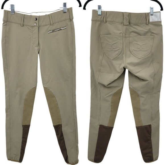 Goode Rider Womens Tan Breeches Knee Patch Equestrian Riding Pants Sz 30R - Picture 1 of 14